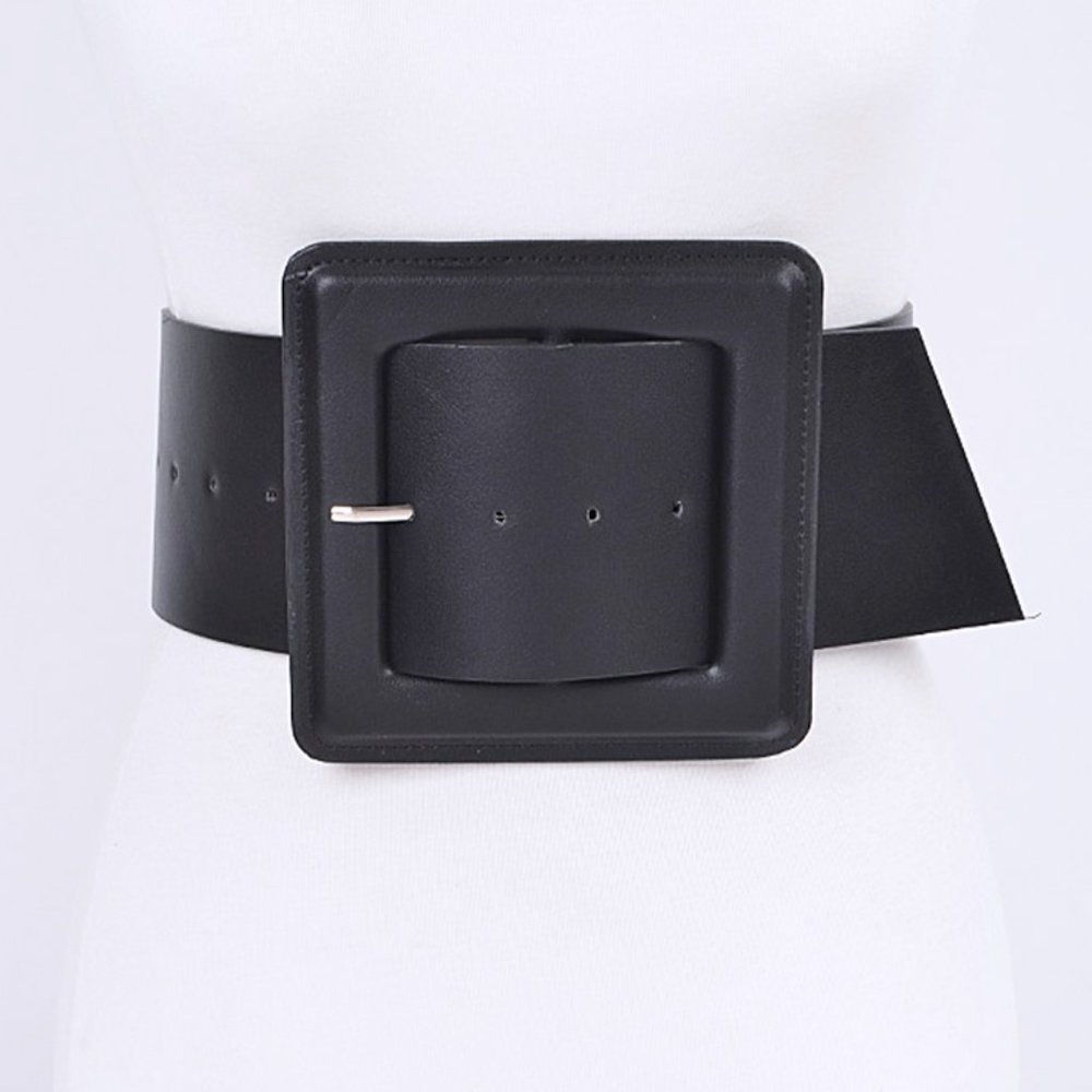 BNWT Plus Size Black Oversize Square Buckle Fashion Belt